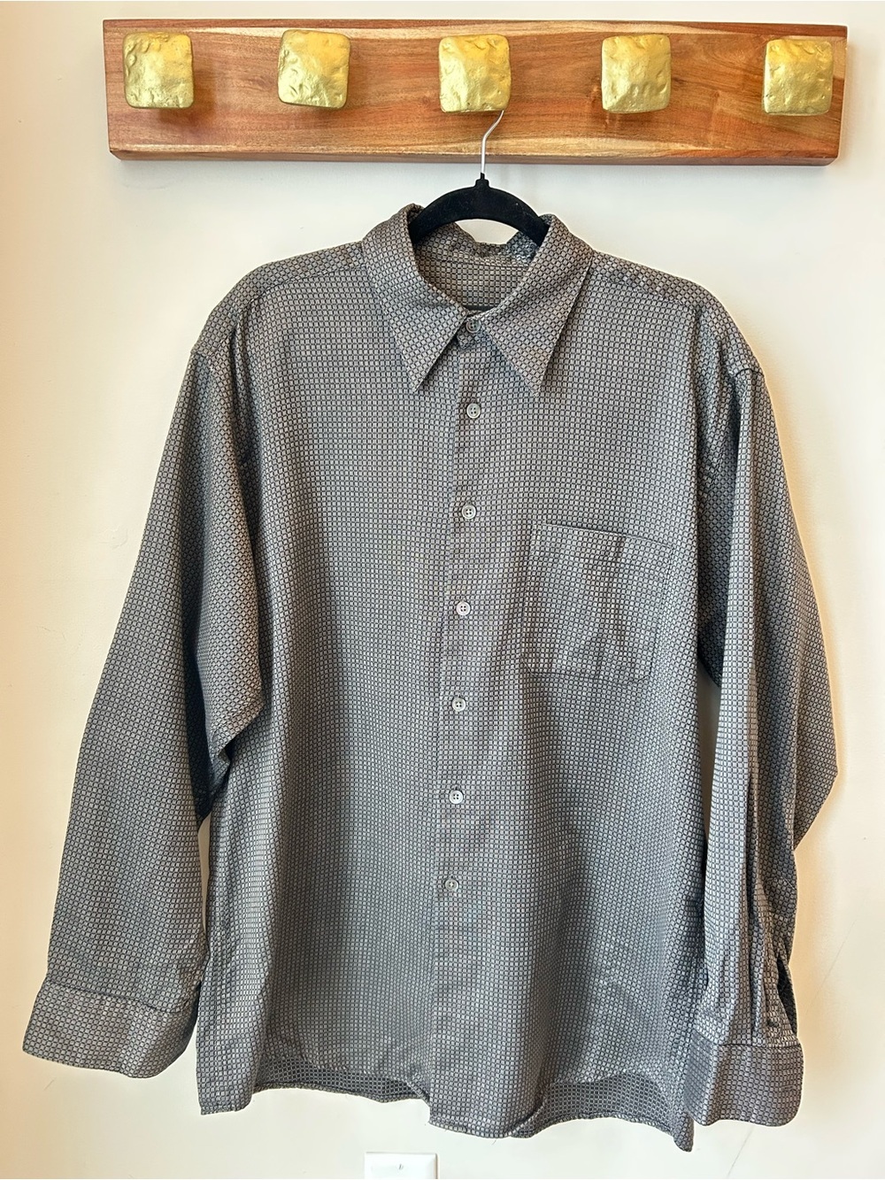 Hugo Boss Luxe Minimalist Geometric Button Up Dadcore Shirt XL Big and Tall